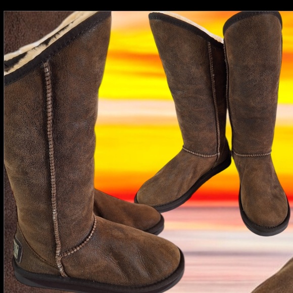 Australia Luxe Collective Tall Brown Boots Suede Shearling - Picture 3 of 4
